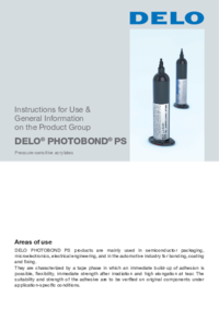 DELO PHOTOBOND PS Instructions for Use & General Information on the Product Group