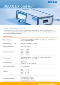 DELOLUX pilot AxT 技术数据