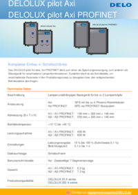 DELOLUX pilot Axi PROFINET 技术数据