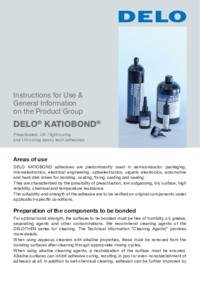DELO KATIOBOND DELO KATIOBOND Instructions for Use & General Information on the Product Group