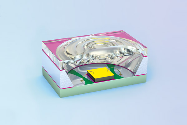 Darstellung Querschnitt LED-Packaging verklebt mit DELO-Klebstoff